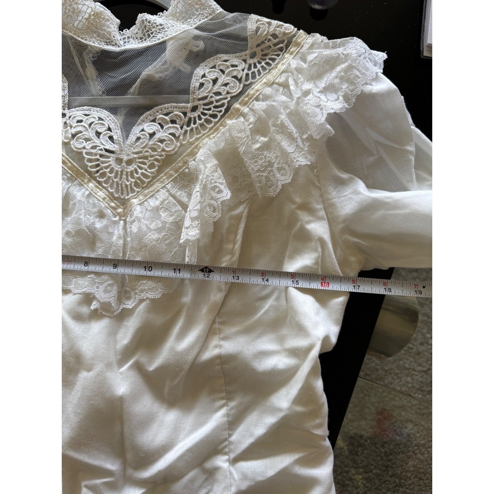 Gunne Sax Vintage Lace Blouse‎ Victorian Edwardian Style Top White Size Small n1 - Picture 6 of 7